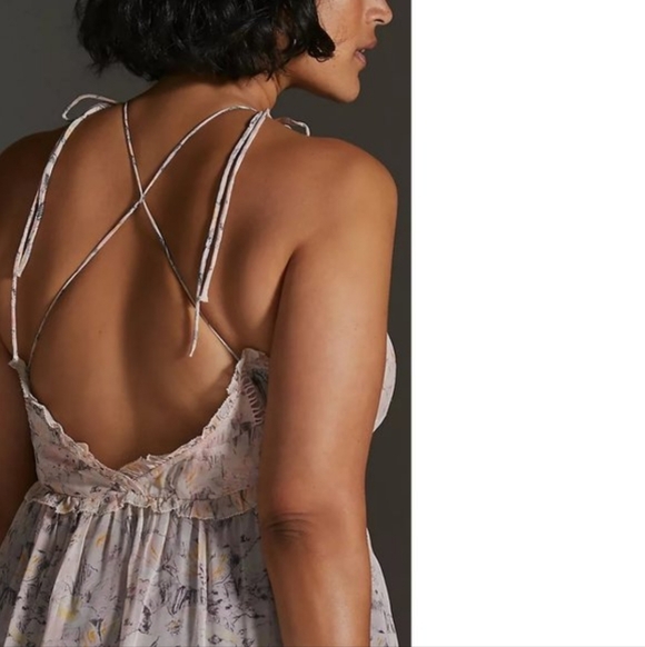 Anthropologie Asymmetrical Floral Dress in Pink and Cream - Picture 7 of 11